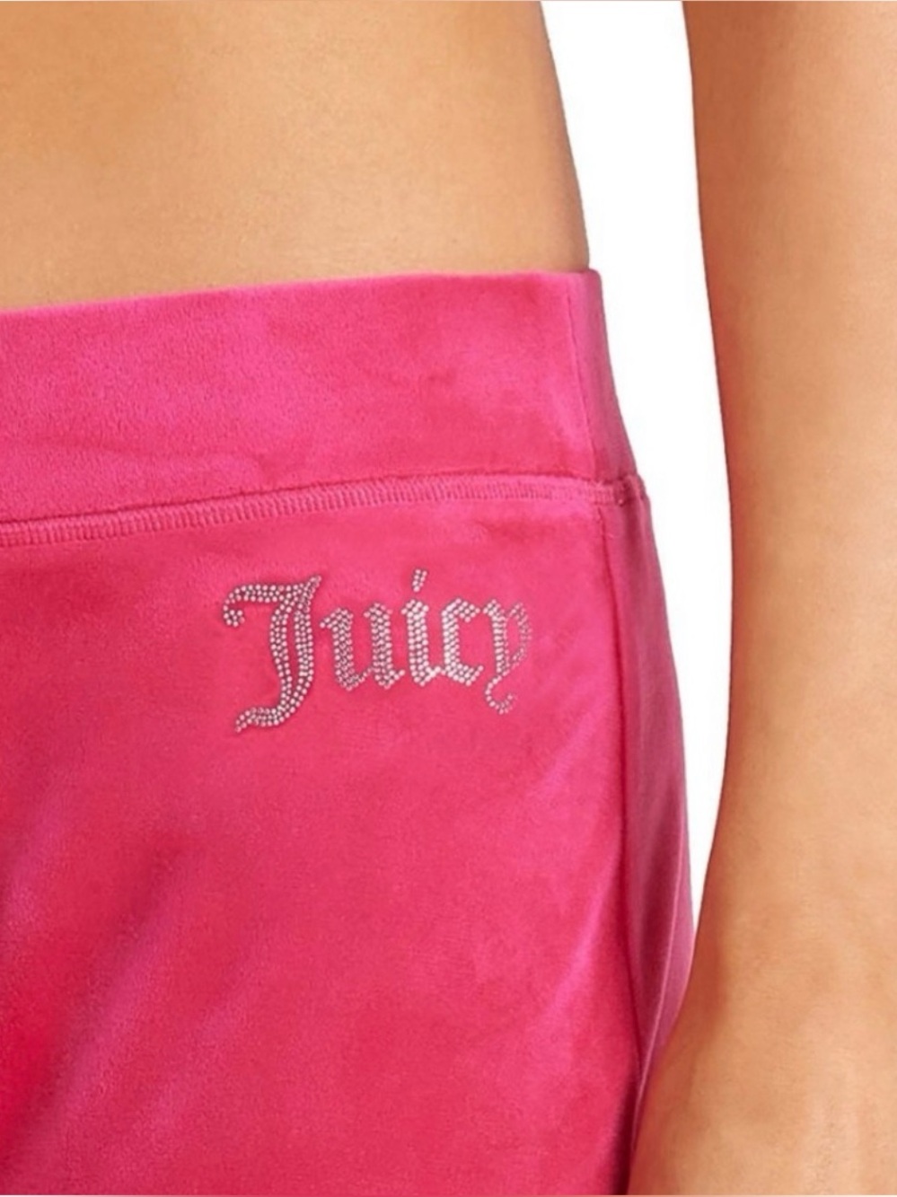 Juicy Couture Hot Pink Velour Track Pants with Rhinestone Logo Size XLARGE
